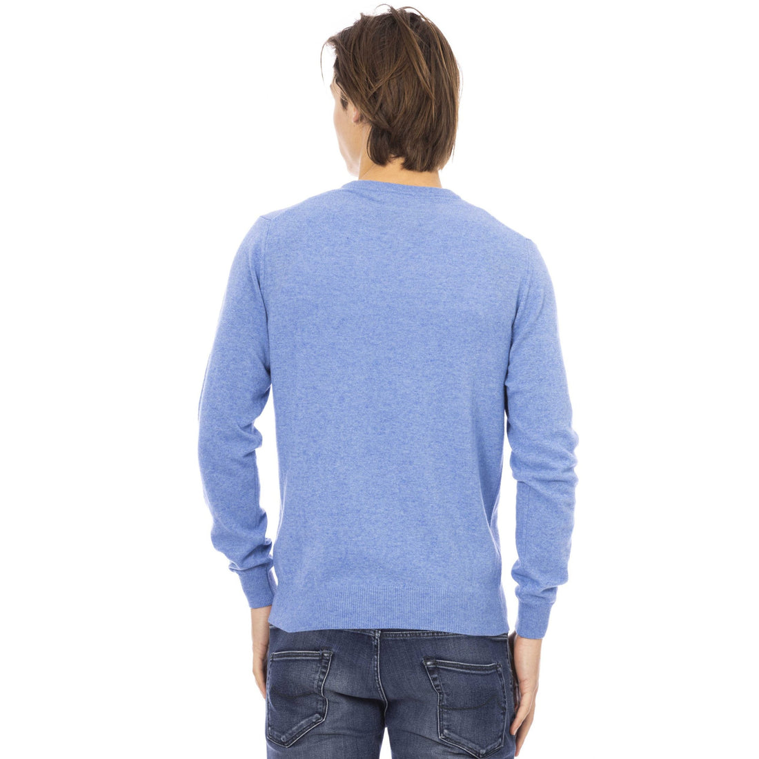 Baldinini Trend Elegant Light Blue Crewneck Sweater for Men