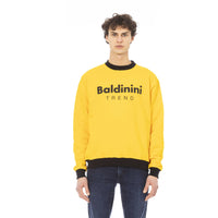 Baldinini Trend Radiant Yellow Cotton Hoodie with Logo Accent