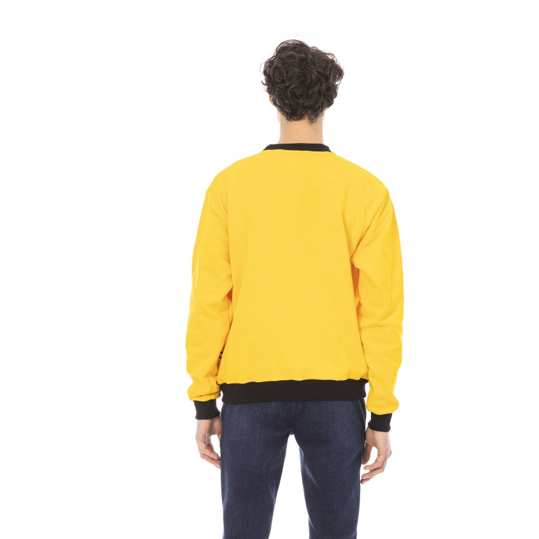 Baldinini Trend Radiant Yellow Cotton Hoodie with Logo Accent