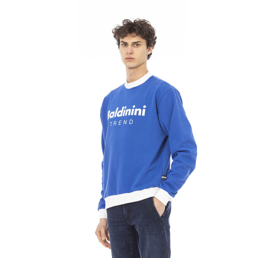 Baldinini Trend Sleek Blue Cotton Fleece Hoodie with Front Logo