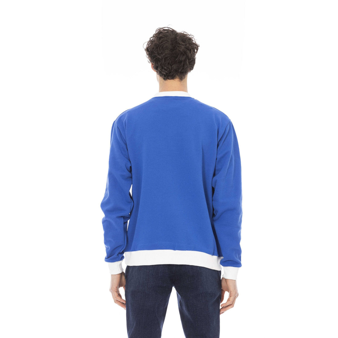 Baldinini Trend Sleek Blue Cotton Fleece Hoodie with Front Logo