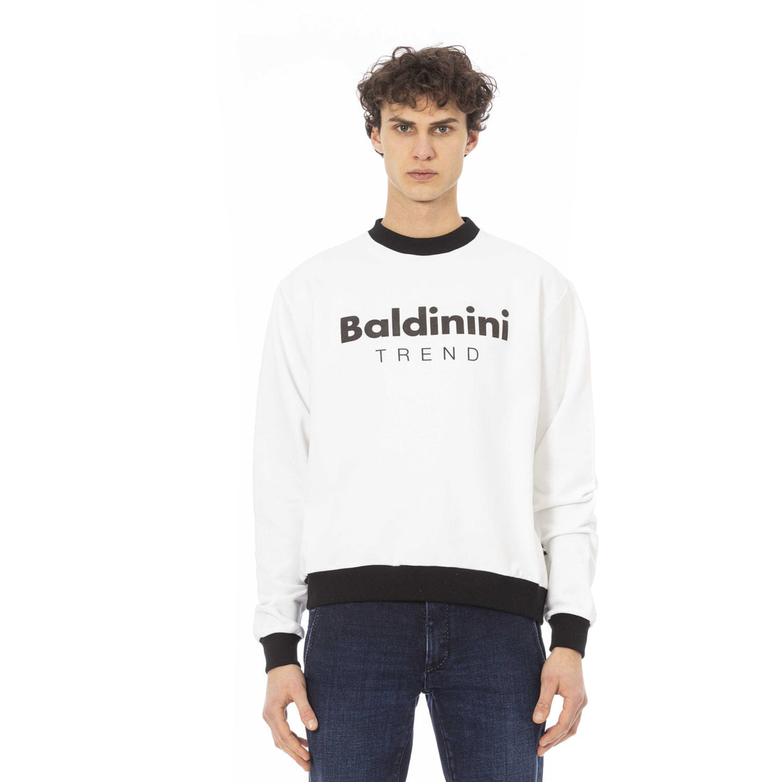 Baldinini Trend Chic White Cotton Fleece Hoodie with Front Logo