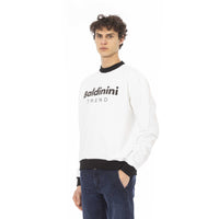 Baldinini Trend Chic White Cotton Fleece Hoodie with Front Logo