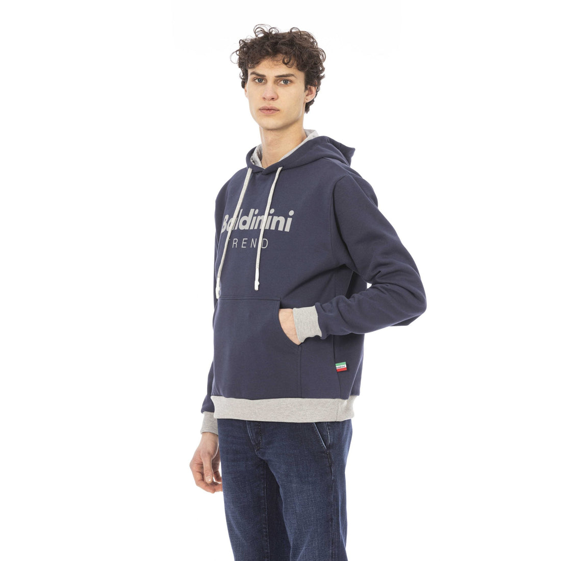 Baldinini Trend Chic Blue Cotton Fleece Hoodie with Front Logo