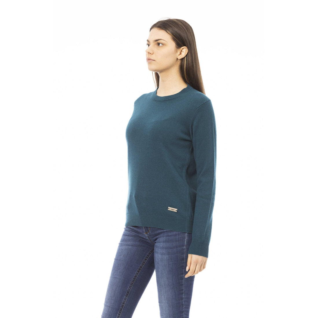 Baldinini Trend Elegant Crewneck Wool-Cashmere Sweater in Green