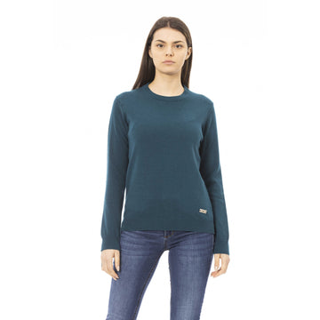 Baldinini Trend Elegant Crewneck Wool-Cashmere Sweater in Green