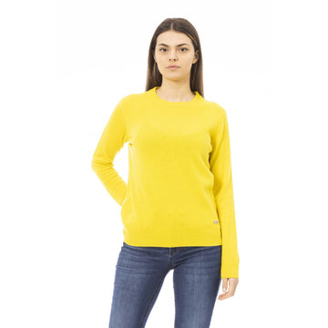 Baldinini Trend Chic Wool-Cashmere Crewneck Sweater in Yellow