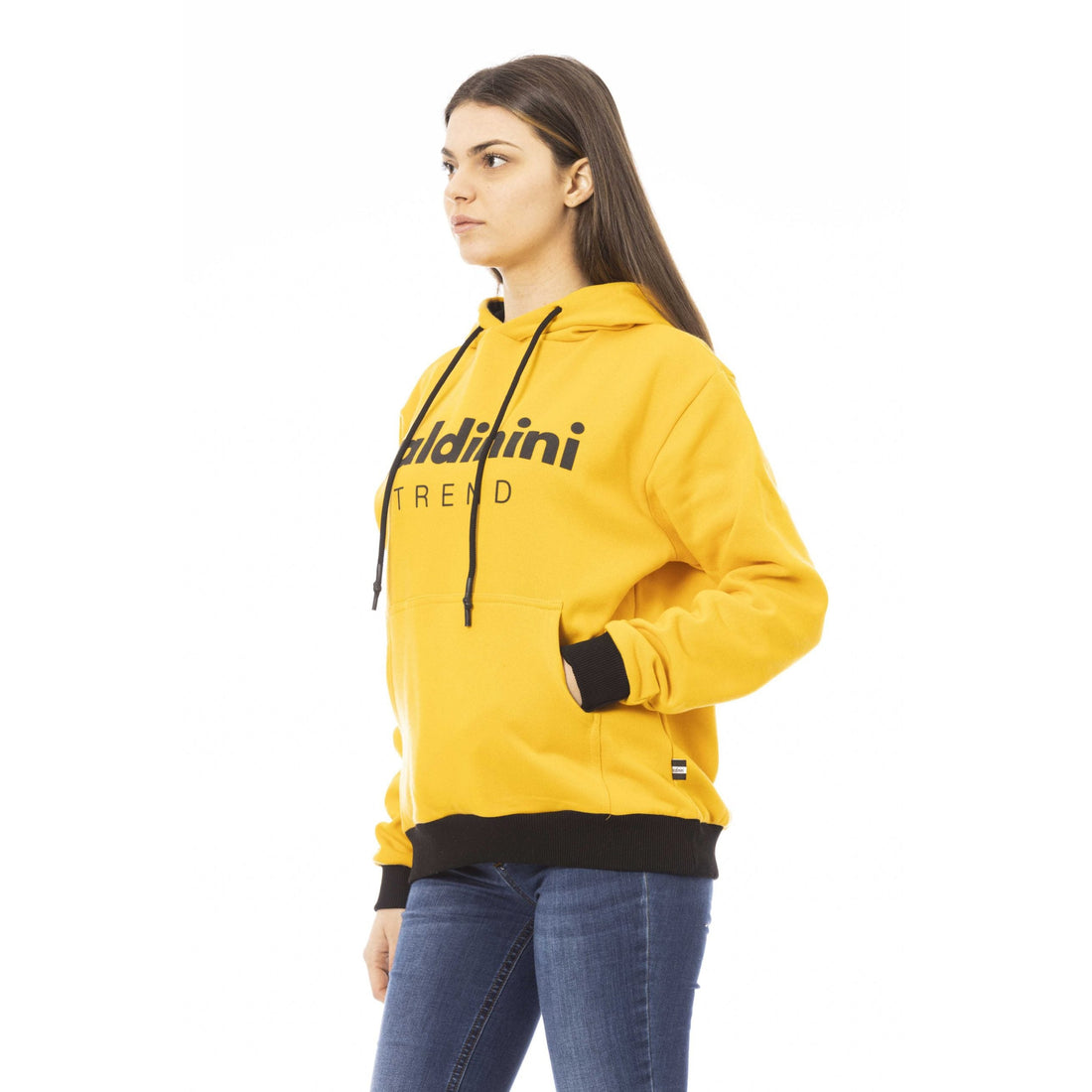 Baldinini Trend Chic Yellow Cotton Fleece Hoodie with Maxi Pocket