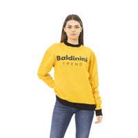 Baldinini Trend Chic Yellow Cotton Fleece Hoodie with Logo