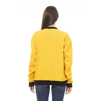 Baldinini Trend Chic Yellow Cotton Fleece Hoodie with Logo