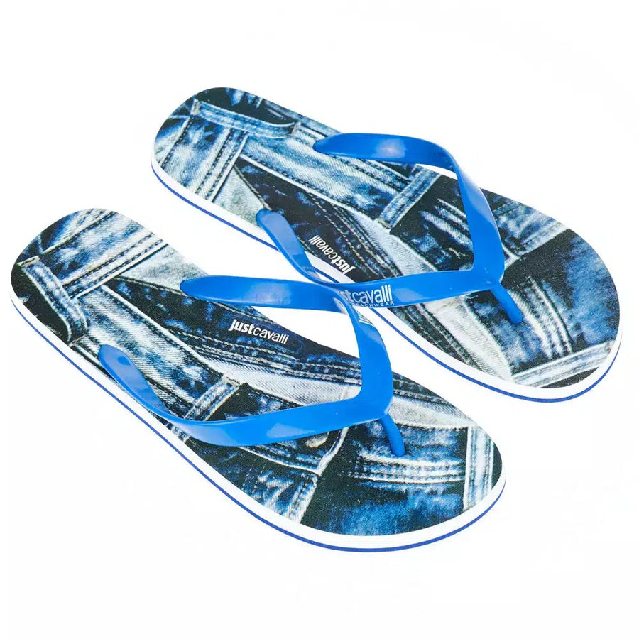 Just Cavalli Trendy Light Blue Flip Flops for Men