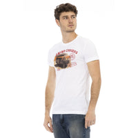 Trussardi Action Sleek White Printed Tee with Superior Comfort