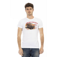 Trussardi Action Sleek White Printed Tee with Superior Comfort