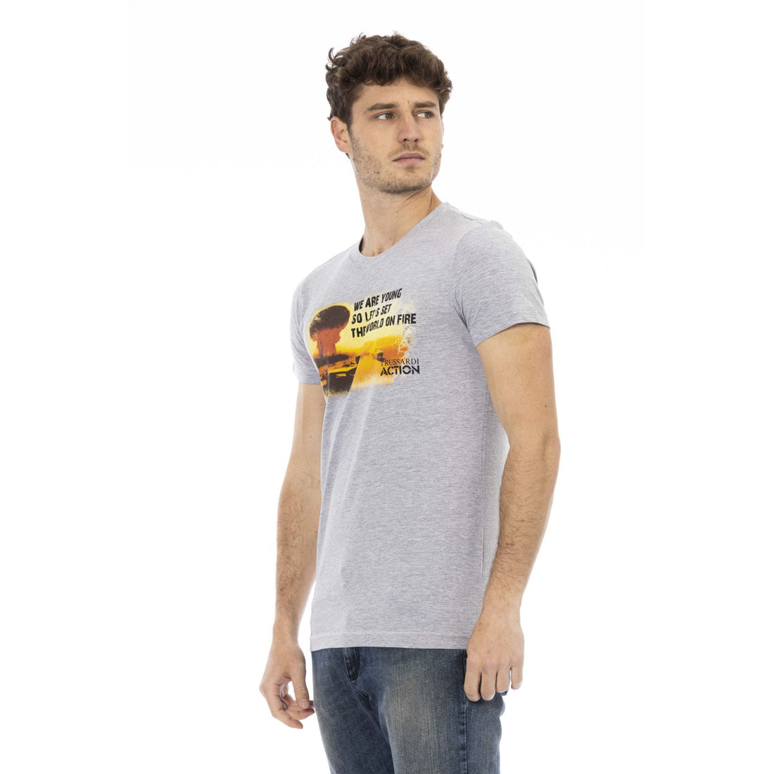 Trussardi Action Chic Graphite Short Sleeve Tee with Front Print