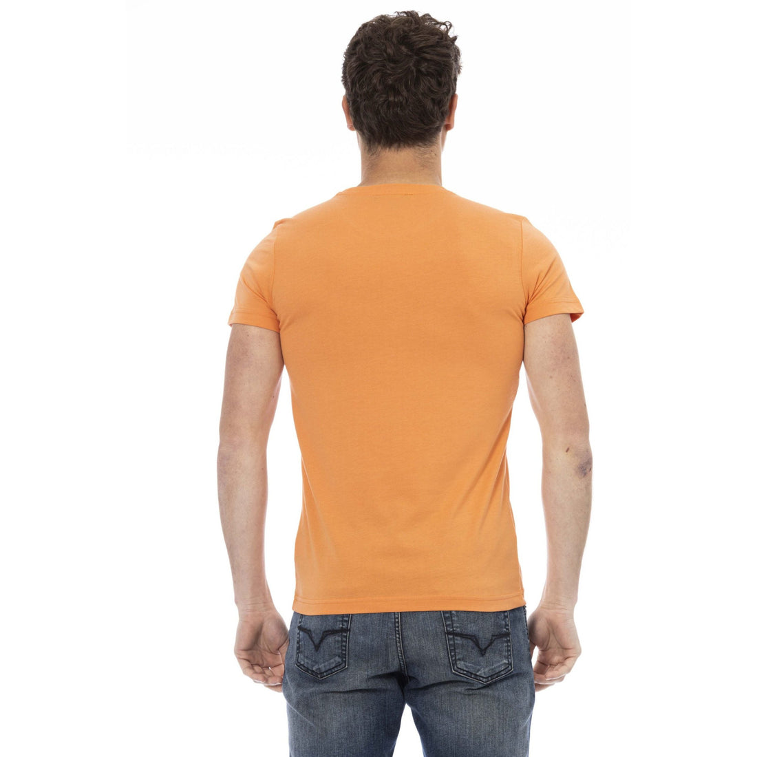 Trussardi Action Orange Cotton Blend Tee with Chic Front Print