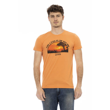 Trussardi Action Chic Orange Printed Short Sleeve Tee