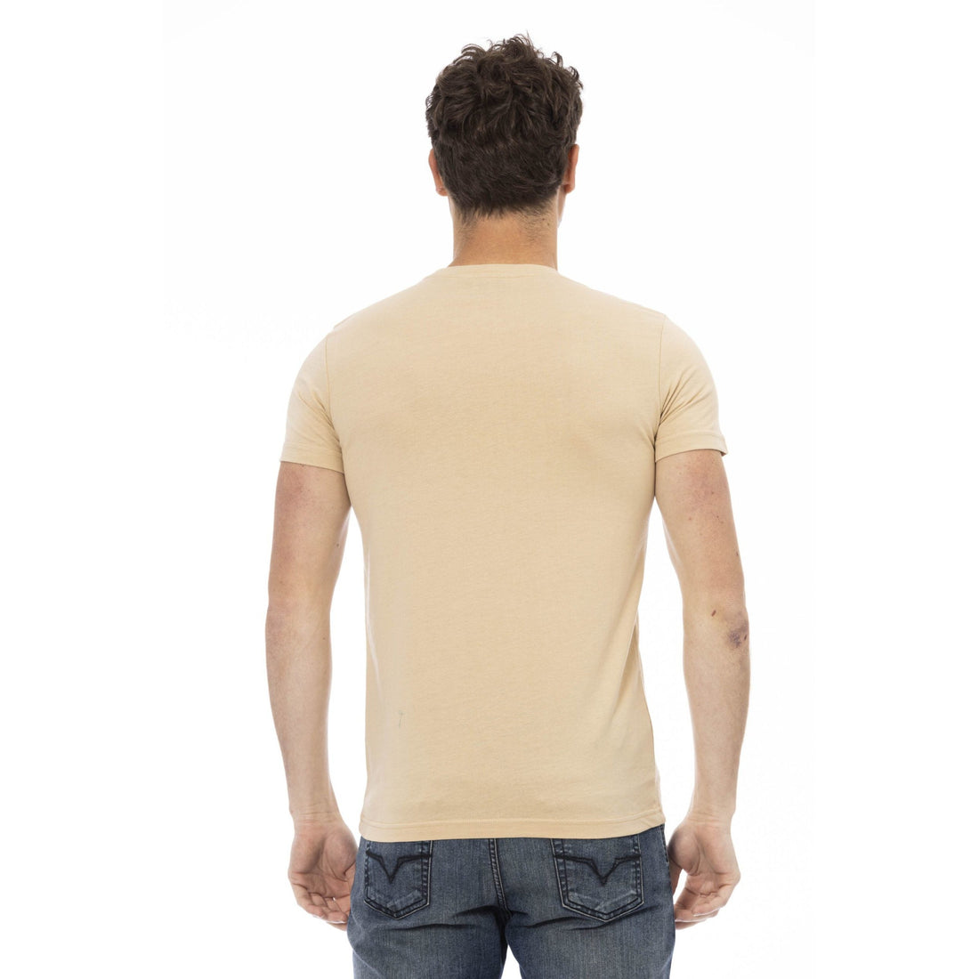 Trussardi Action Beige Short Sleeve Tee with Sleek Print