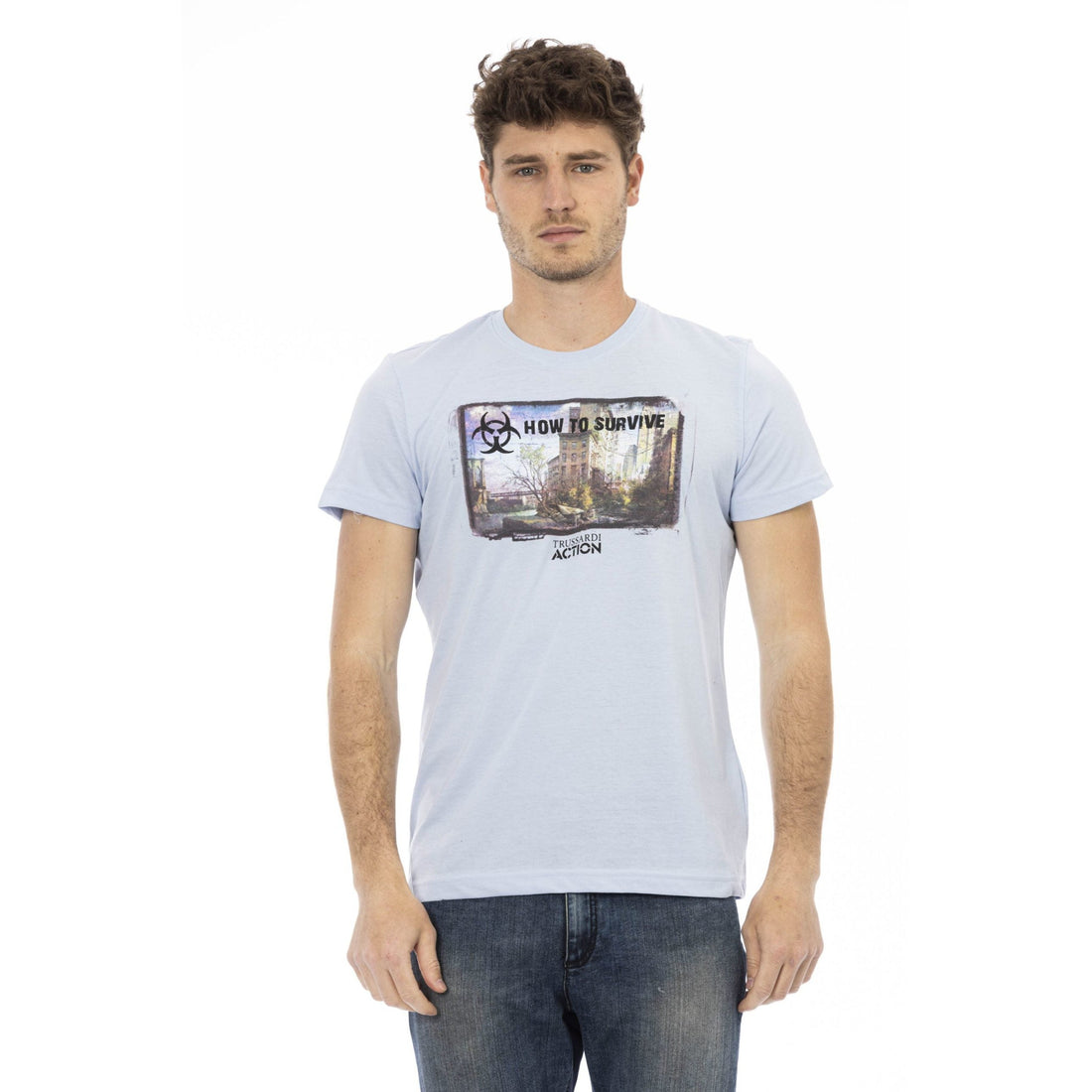 Trussardi Action Elevated Casual Light Blue Tee for Men