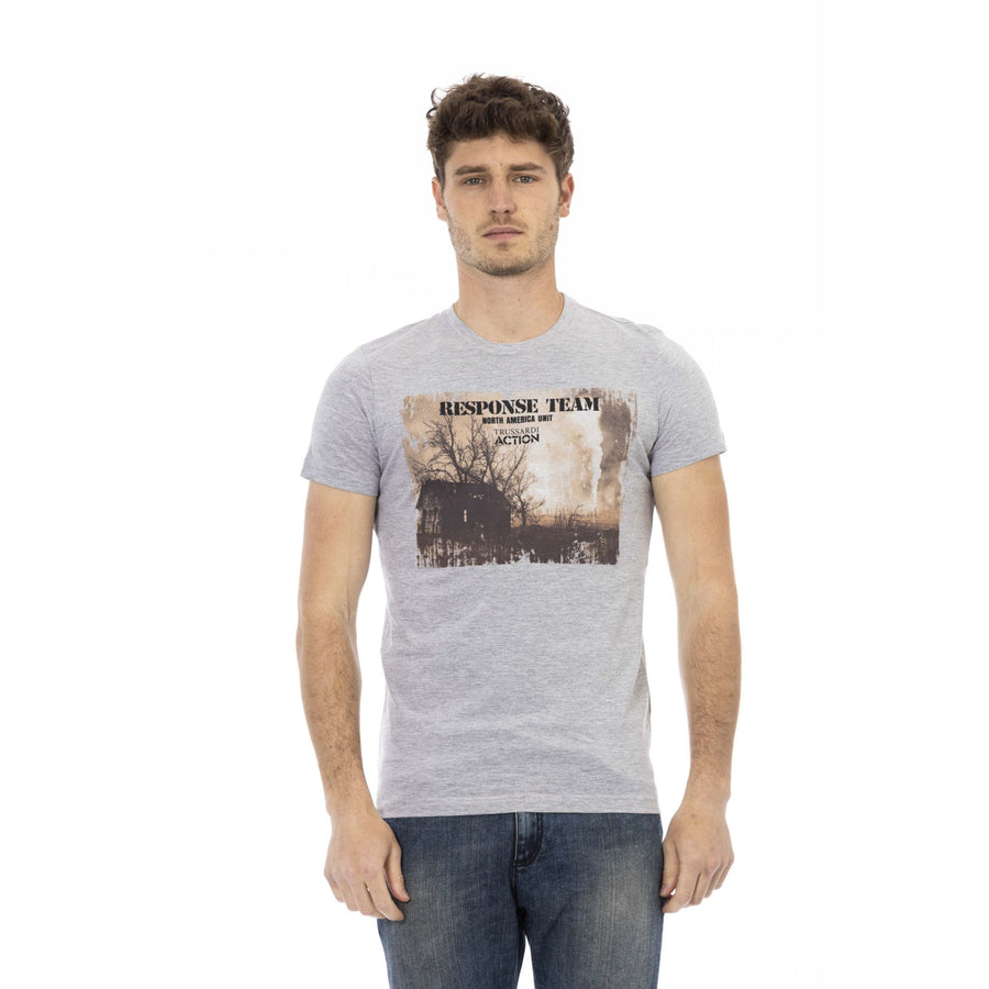 Trussardi Action Chic Gray Cotton Blend Round Neck Tee