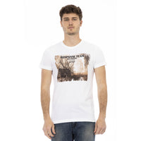 Trussardi Action Chic White Tee with Stylish Front Print