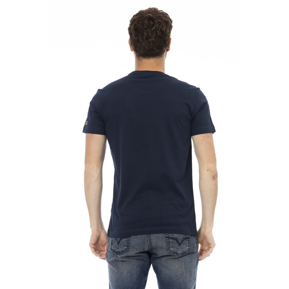 Trussardi Action Sleek Summer Blue Tee with Unique Front Print