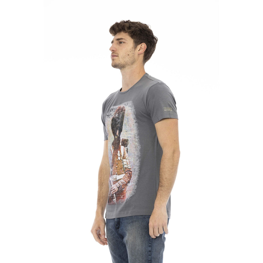 Trussardi Action Chic Gray Short Sleeve Round Neck Tee