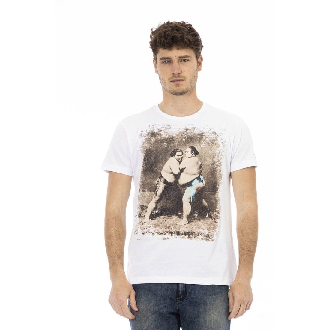 Trussardi Action Elegant White Cotton Blend Tee