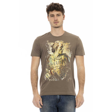 Trussardi Action Chic Brown Short Sleeve Cotton-Blend Tee