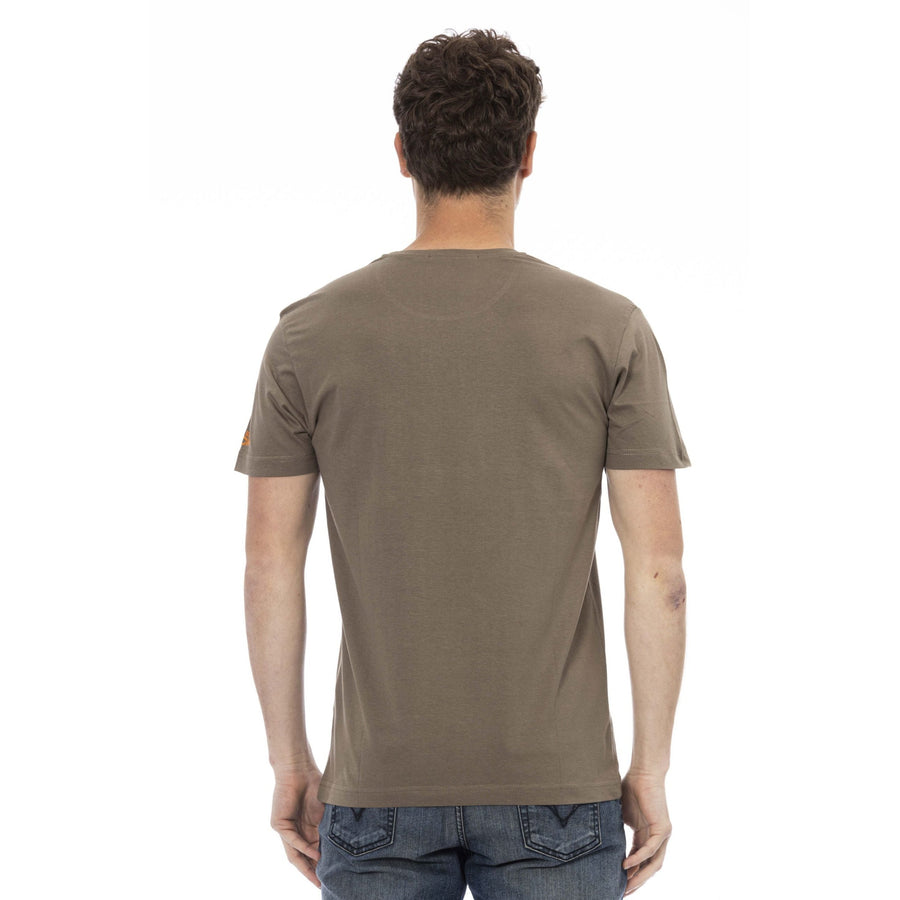 Trussardi Action Elegant Brown Tee with Chic Front Print