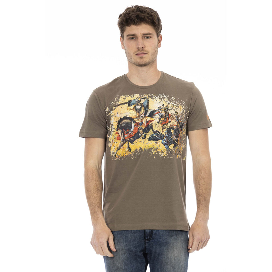 Trussardi Action Elegant Brown Tee with Chic Front Print