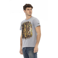 Trussardi Action Chic Gray Short Sleeve T-Shirt with Unique Print