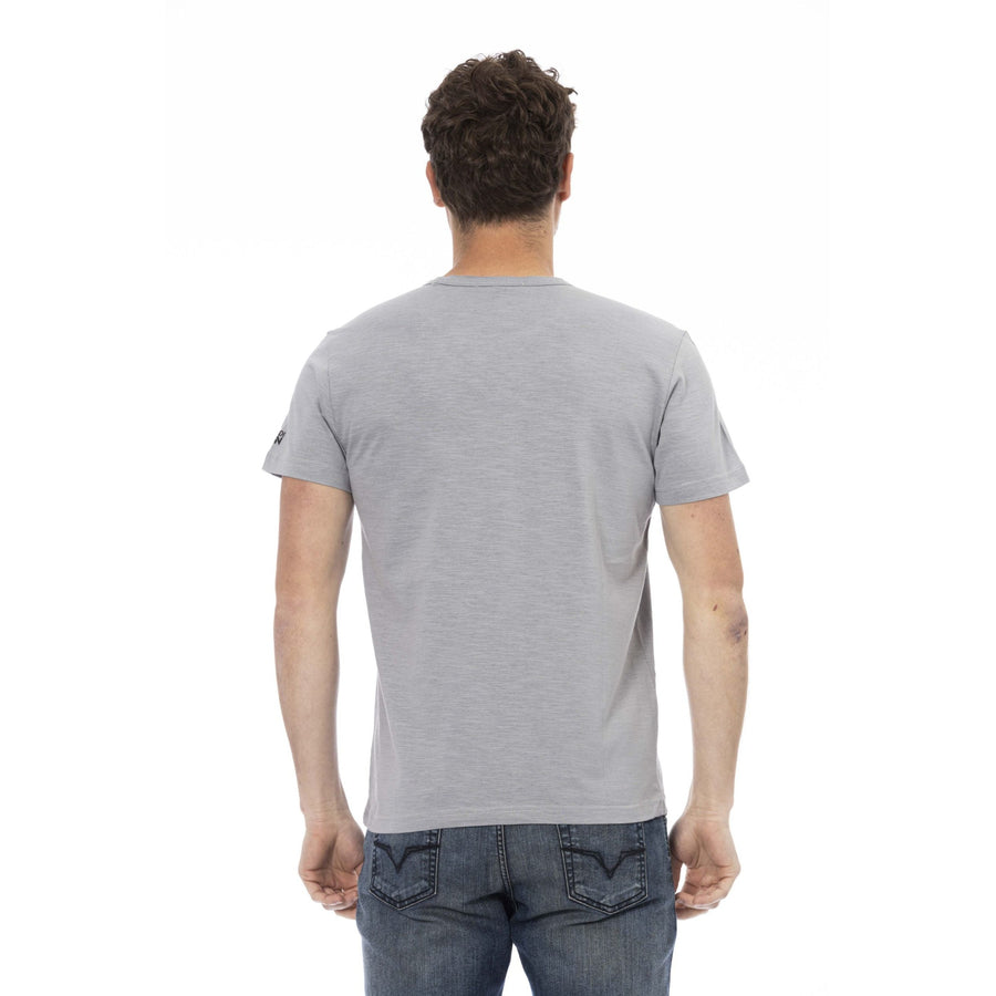 Trussardi Action Chic Gray Short Sleeve T-Shirt with Unique Print