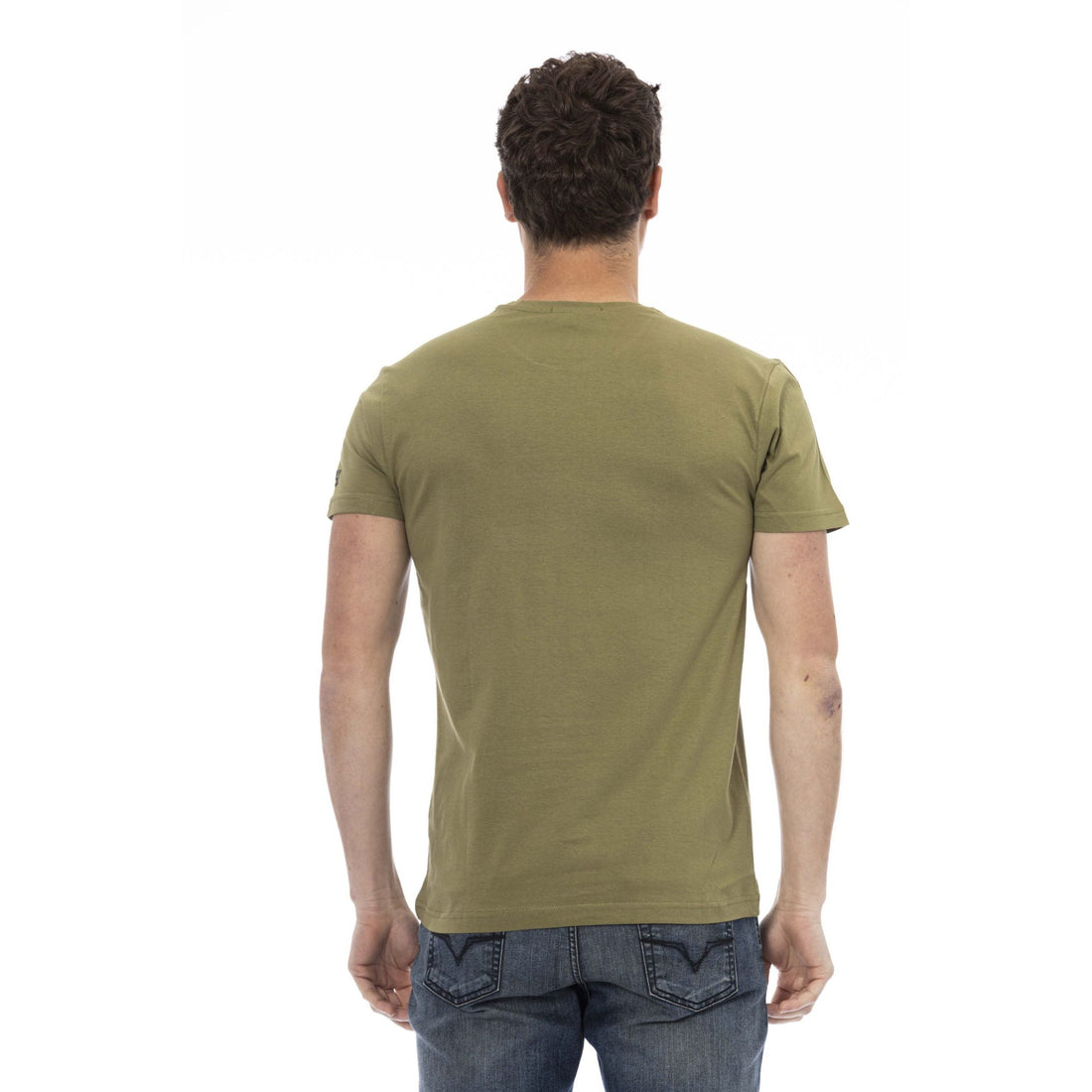 Trussardi Action Sleek Green Short Sleeve Tee with Chic Print