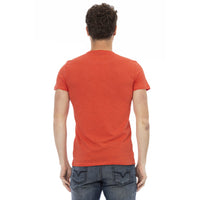 Trussardi Action Sleek Red Round Neck Tee with Front Print