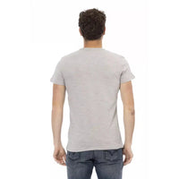 Trussardi Action Elegant Gray Short Sleeve T-Shirt with Print