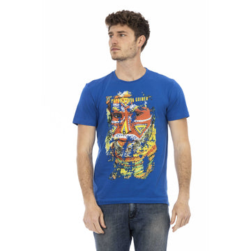 Trussardi Action Elegant Blue Tee with Front Print