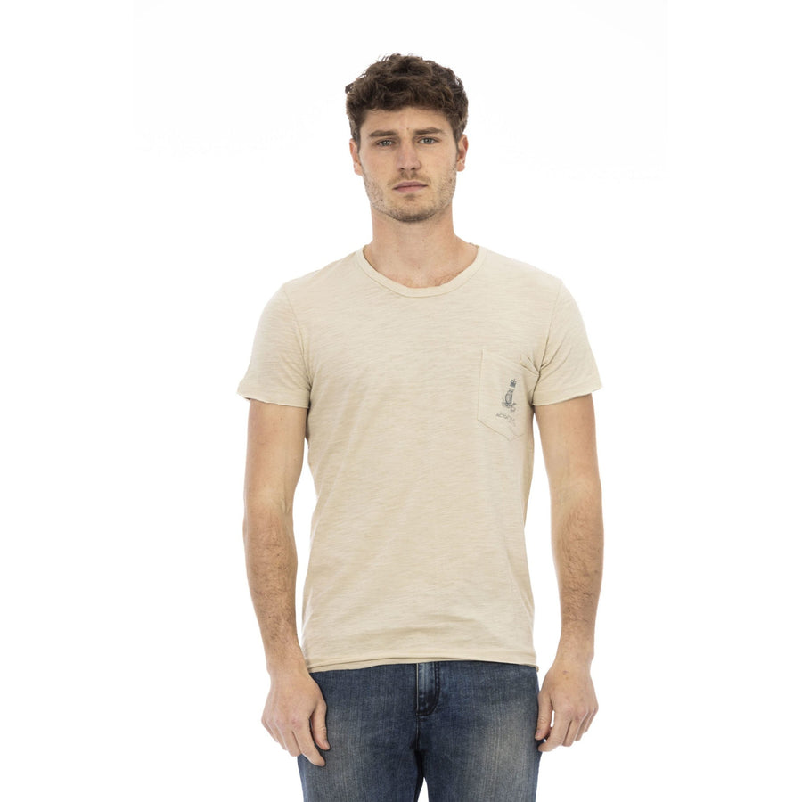 Trussardi Action Beige Chest Pocket Tee - Casual Elegance