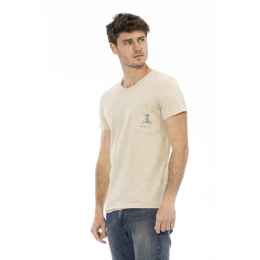 Trussardi Action Beige Chest Pocket Tee - Casual Elegance