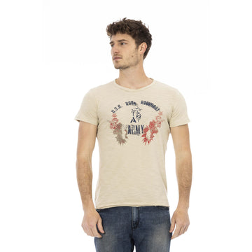 Trussardi Action Beige Short Sleeve Cotton Blend T-Shirt