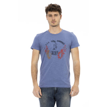 Trussardi Action Chic Blue Short Sleeve Cotton-Blend Tee