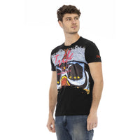 Trussardi Action Elevate Your Style: Bold Print Black Tee