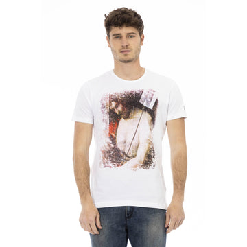 Trussardi Action Elegant White Tee with Graphic Charm