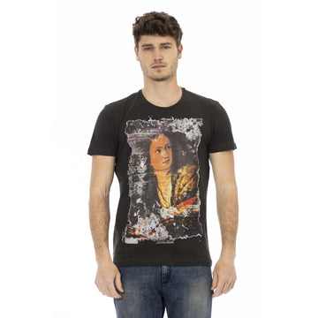 Trussardi Action Sleek Black Print Tee - Casual Elegance Redefined