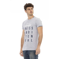 Trussardi Action Chic Gray Short Sleeve Cotton Blend Tee