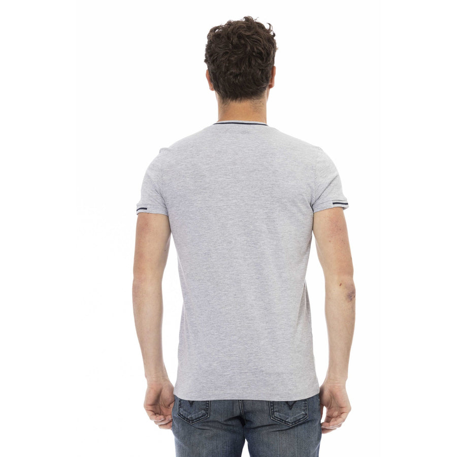 Trussardi Action Chic Gray Short Sleeve Cotton Blend Tee