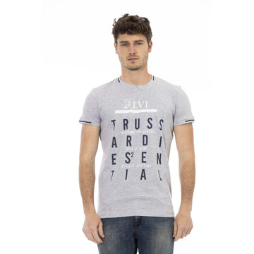 Trussardi Action Chic Gray Short Sleeve Cotton Blend Tee