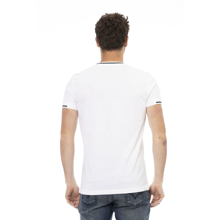 Trussardi Action Elegant White Tee with Artful Front Print