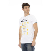 Trussardi Action Elegant White Tee with Artful Front Print