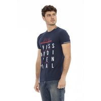 Trussardi Action Sleek Short Sleeve Blue Tee with Front Print