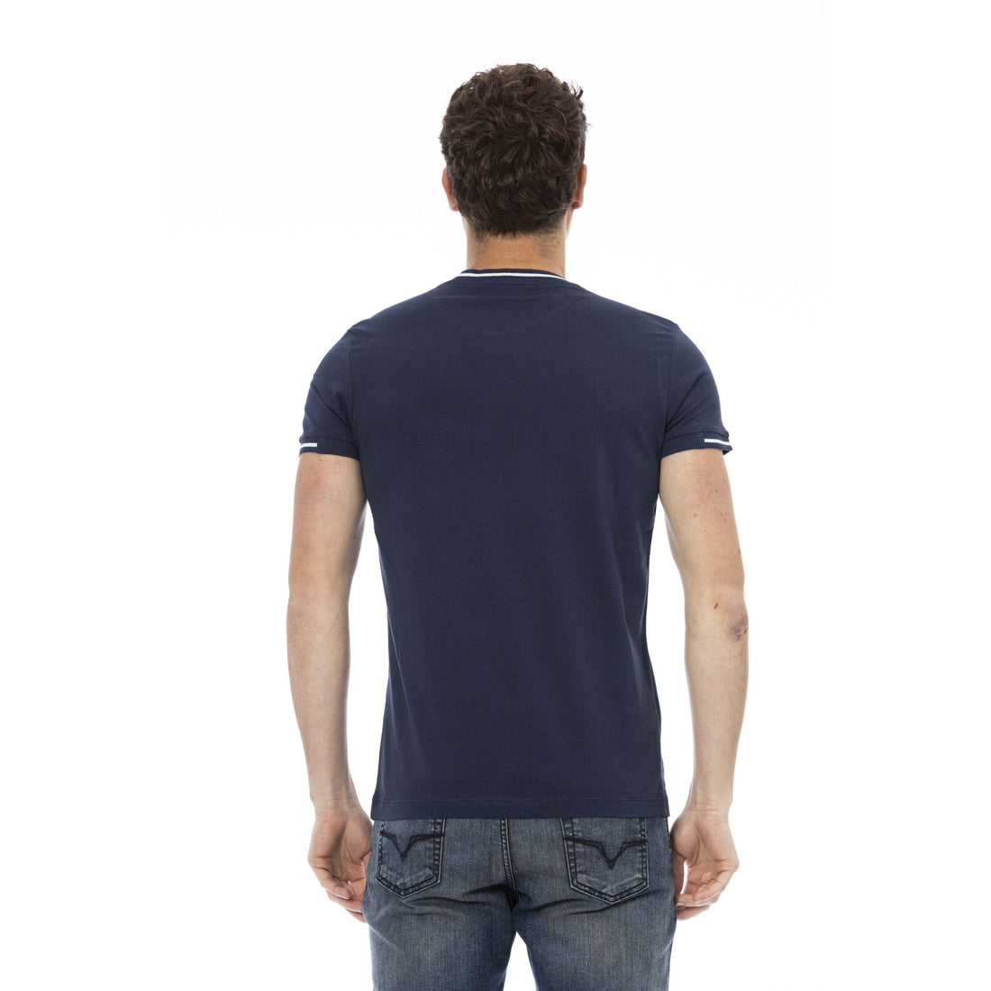 Trussardi Action Sleek Short Sleeve Blue Tee with Front Print